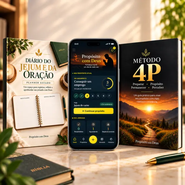 Plano Essencial com o aplicativo Propósito com Deus, Método 4P e Planner Guiado